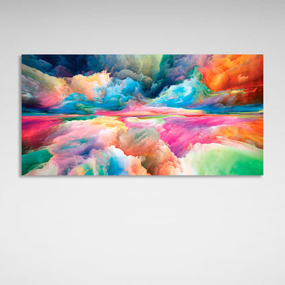 Rainbow abstract in blue red and green colors Abstraction Canvas Wall Art Print