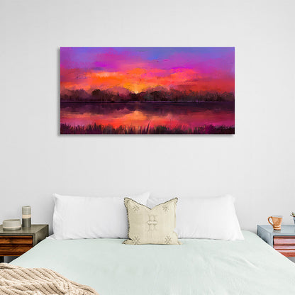 The riverbank in shades of purple Canvas Wall Art Print