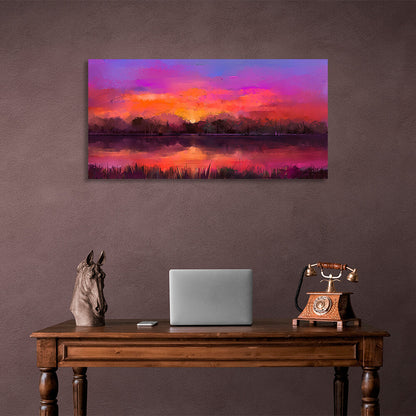 The riverbank in shades of purple Canvas Wall Art Print