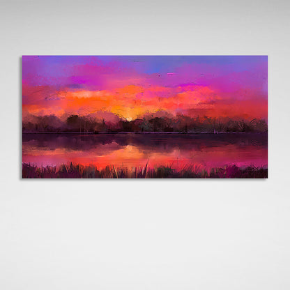 The riverbank in shades of purple Canvas Wall Art Print