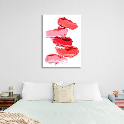 Red lipstick swatches on a white background Canvas Wall Art Print