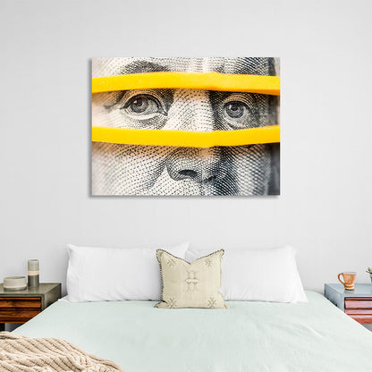 Franklin on the dollar close-up. Inspirational Canvas Wall Art Print