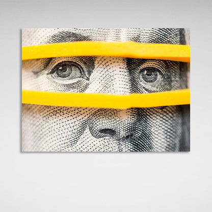 Franklin on the dollar close-up. Inspirational Canvas Wall Art Print