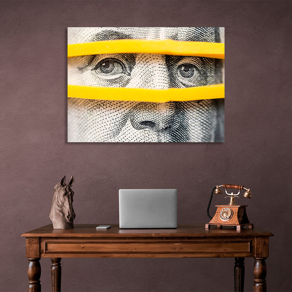 Franklin on the dollar close-up. Inspirational Canvas Wall Art Print