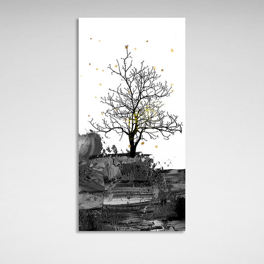 Bald tree on white background Canvas Wall Art Print