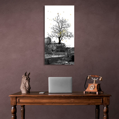 Bald tree on white background Canvas Wall Art Print