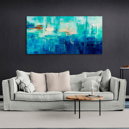 Abstraction in blue and blue colors Abstraction Canvas Wall Art Print