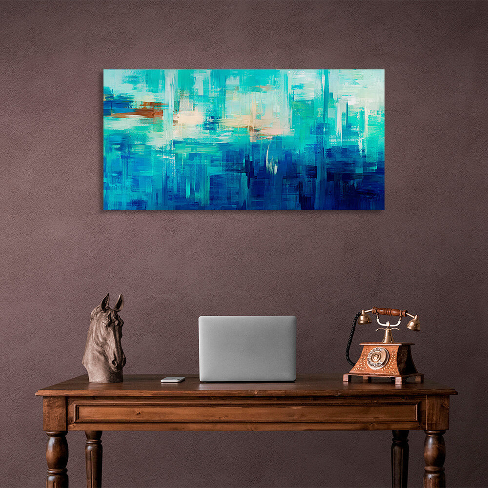 Abstraction in blue and blue colors Abstraction Canvas Wall Art Print