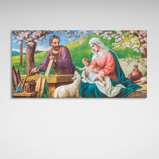 An icon depicting the holy family Reproduction Canvas Wall Art Print