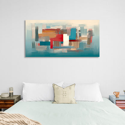 Blue white and red paint strokes Canvas Wall Art Print