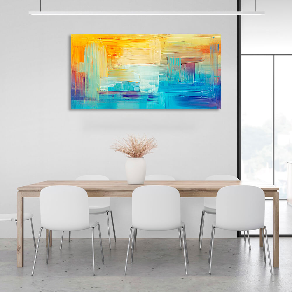 Abstraction Blue and yellow Abstraction Canvas Wall Art Print