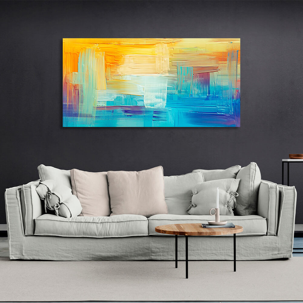 Abstraction Blue and yellow Abstraction Canvas Wall Art Print