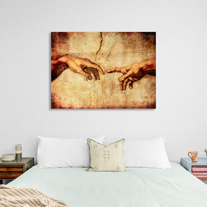 The mural of the creation of Adam Canvas Wall Art Print