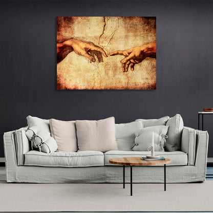 The mural of the creation of Adam Canvas Wall Art Print