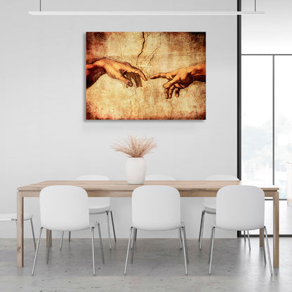 The mural of the creation of Adam Canvas Wall Art Print