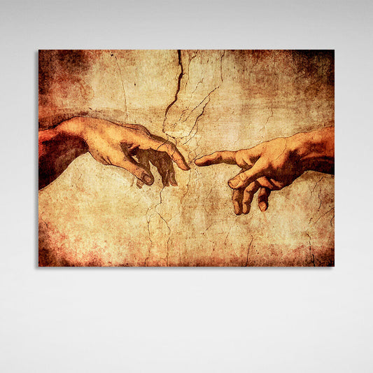 The mural of the creation of Adam Canvas Wall Art Print