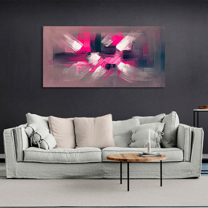 Dark abstract reduced to center white and bright pink colors Abstraction Canvas Wall Art Print