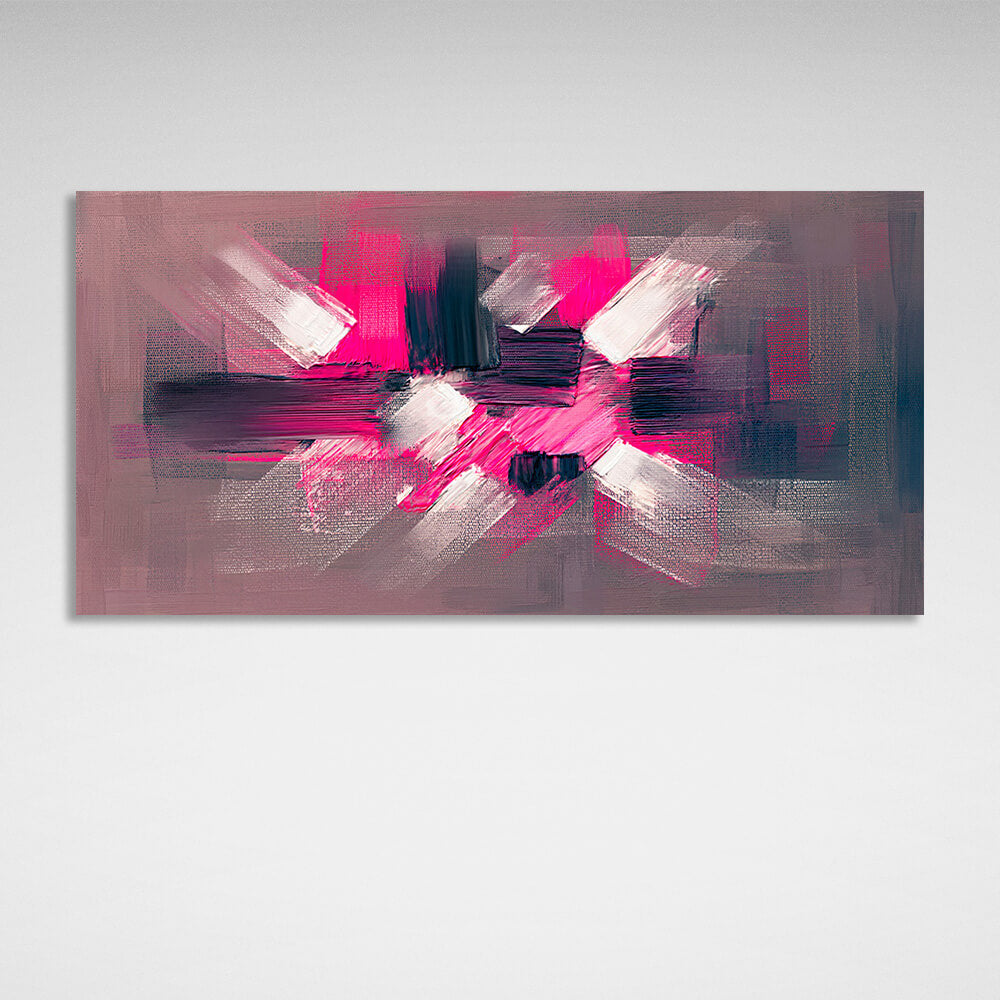 Dark abstract reduced to center white and bright pink colors Abstraction Canvas Wall Art Print