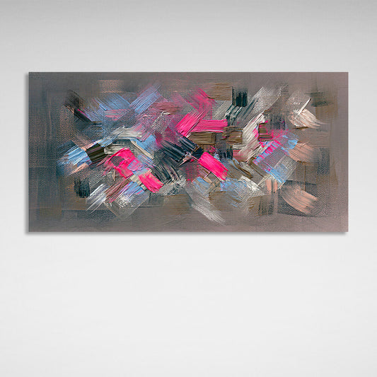 Beige blue and pink abstract brush strokes Abstraction Canvas Wall Art Print