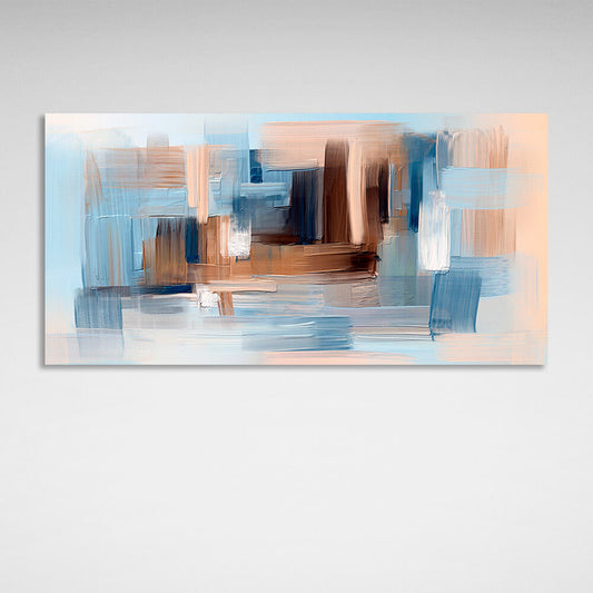 Light abstract beige blue and white color scheme Abstraction Canvas Wall Art Print