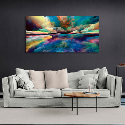 Cloud abstract in blue yellow orange colors Abstraction Canvas Wall Art Print