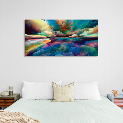 Cloud abstract in blue yellow orange colors Abstraction Canvas Wall Art Print