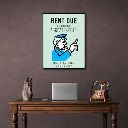 Monopoly Rent due Canvas Wall Art Print