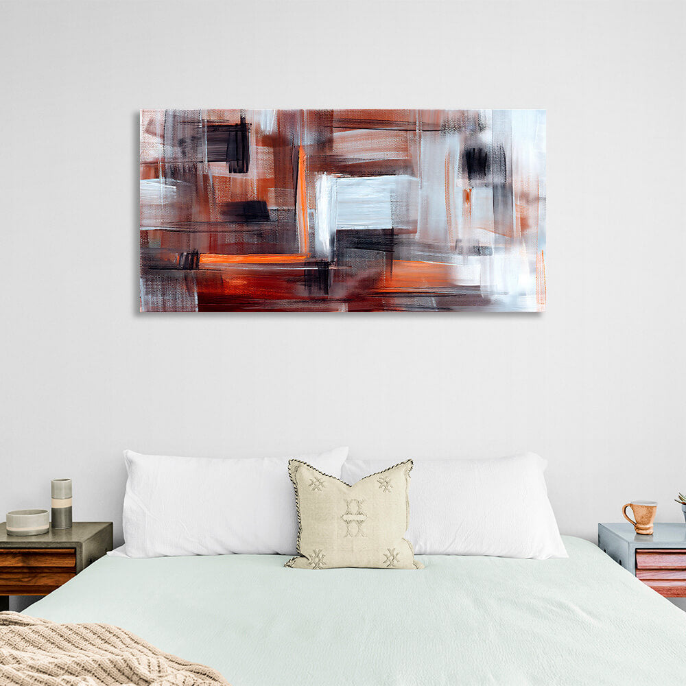 White orange brown and black Abstraction Canvas Wall Art Print