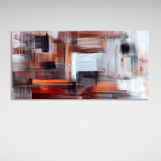 White orange brown and black Abstraction Canvas Wall Art Print