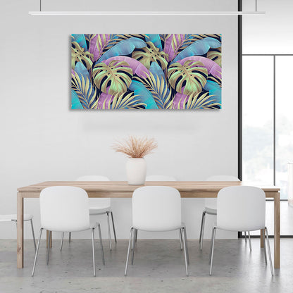 Multicolored tropical leaves background Canvas Wall Art Print