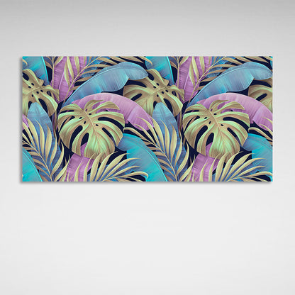 Multicolored tropical leaves background Canvas Wall Art Print