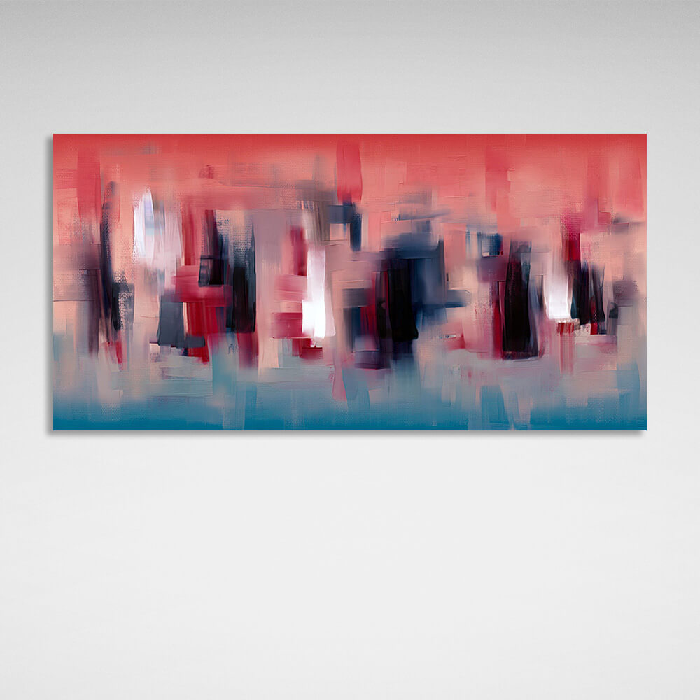 Red and blue abstract with dark details Abstraction Canvas Wall Art Print