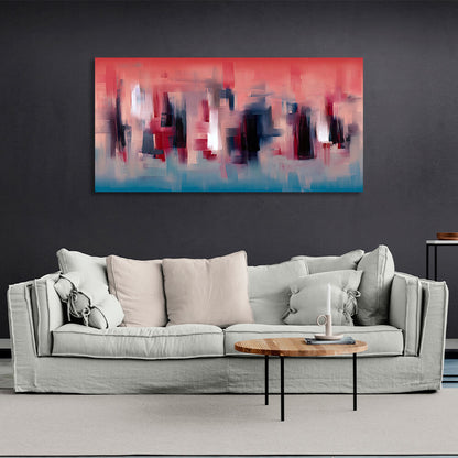 Red and blue abstract with dark details Abstraction Canvas Wall Art Print