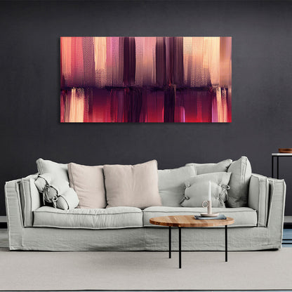 Vertical lines in beige purple and red colors Abstraction Canvas Wall Art Print