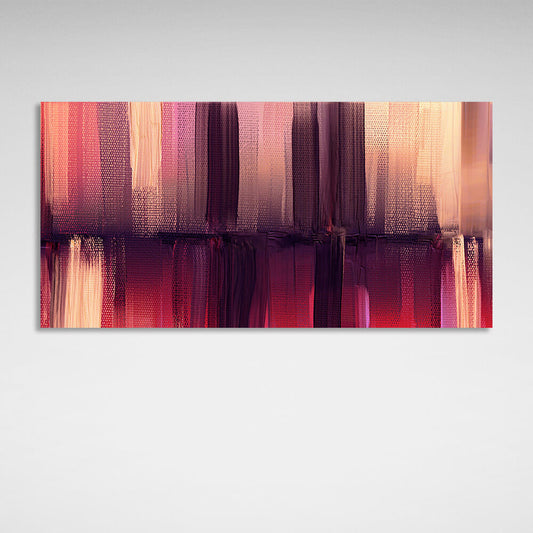 Vertical lines in beige purple and red colors Abstraction Canvas Wall Art Print