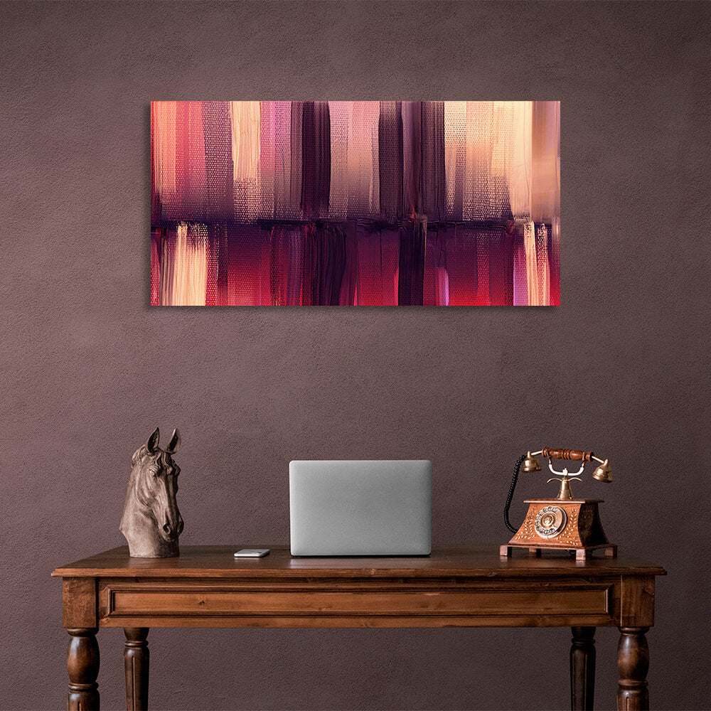 Vertical lines in beige purple and red colors Abstraction Canvas Wall Art Print