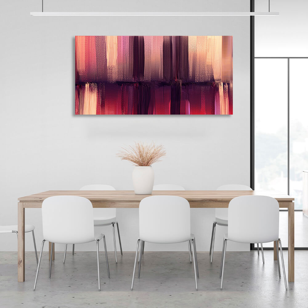 Vertical lines in beige purple and red colors Abstraction Canvas Wall Art Print