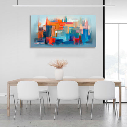 Red abstract with a strong blue color Abstraction Canvas Wall Art Print