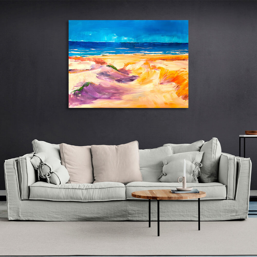 Sea shore imitation oil painting Canvas Wall Art Print