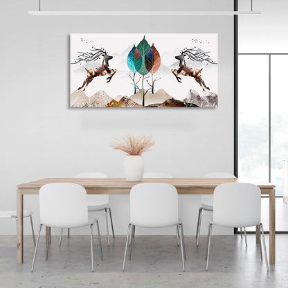 Two deer in the mountains Abstraction Canvas Wall Art Print