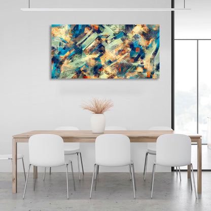 Smears in yellow blue and red colors Abstraction Canvas Wall Art Print