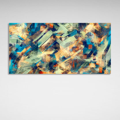 Smears in yellow blue and red colors Abstraction Canvas Wall Art Print