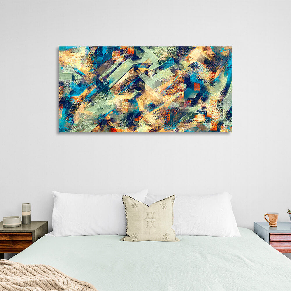 Smears in yellow blue and red colors Abstraction Canvas Wall Art Print