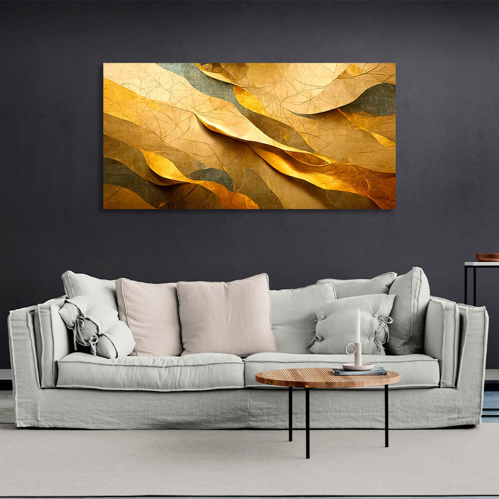 Gray-gold Abstraction Canvas Wall Art Print