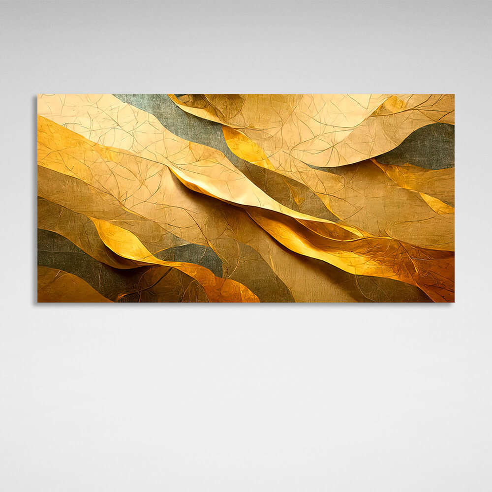 Gray-gold Abstraction Canvas Wall Art Print