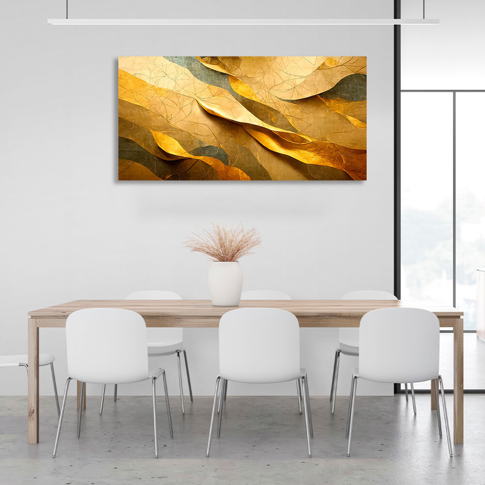 Gray-gold Abstraction Canvas Wall Art Print