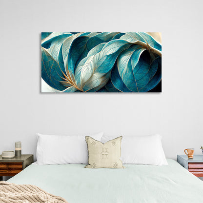 Beige and turquoise Abstraction Canvas Wall Art Print