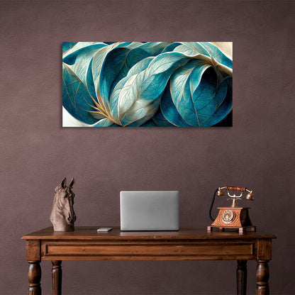 Beige and turquoise Abstraction Canvas Wall Art Print