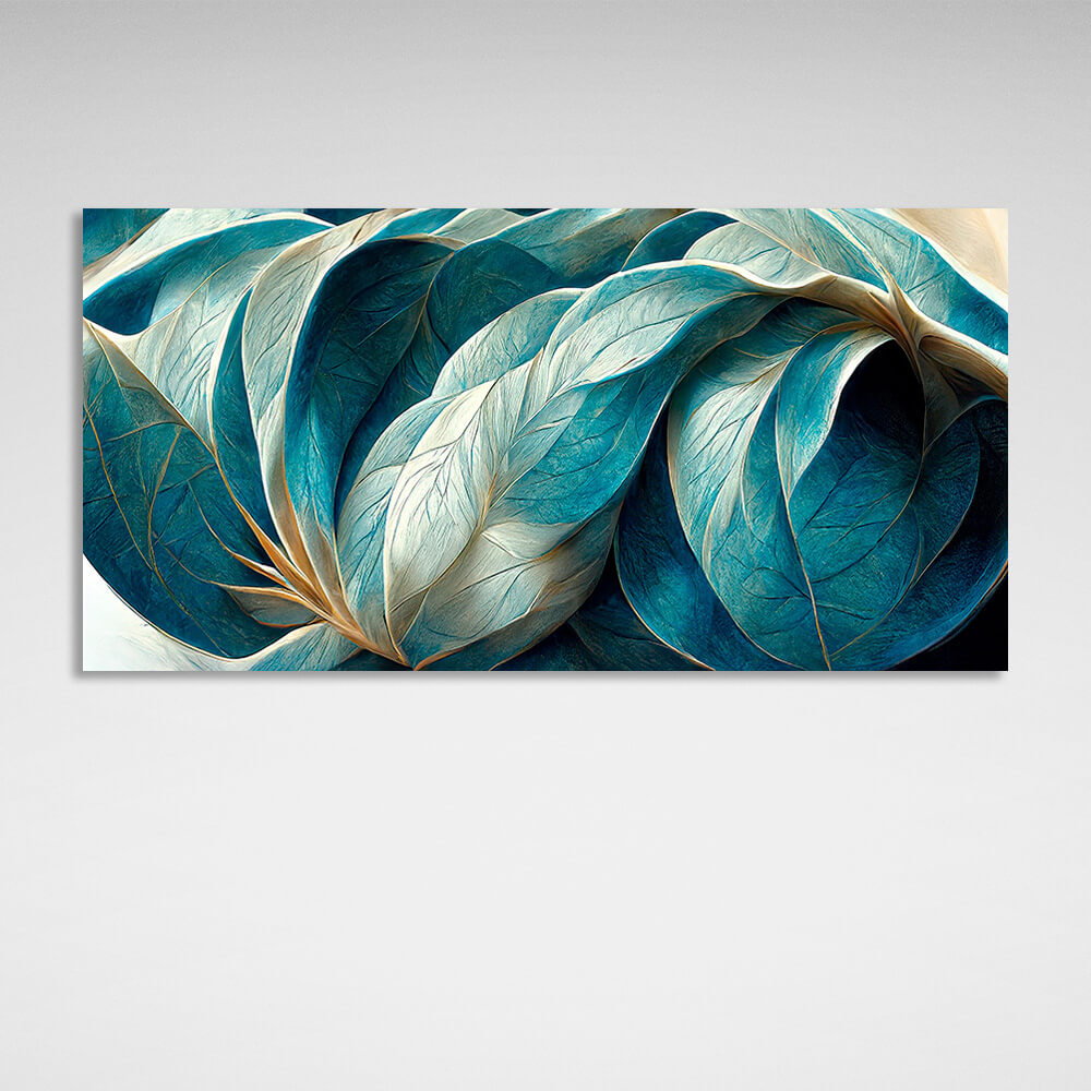 Beige and turquoise Abstraction Canvas Wall Art Print