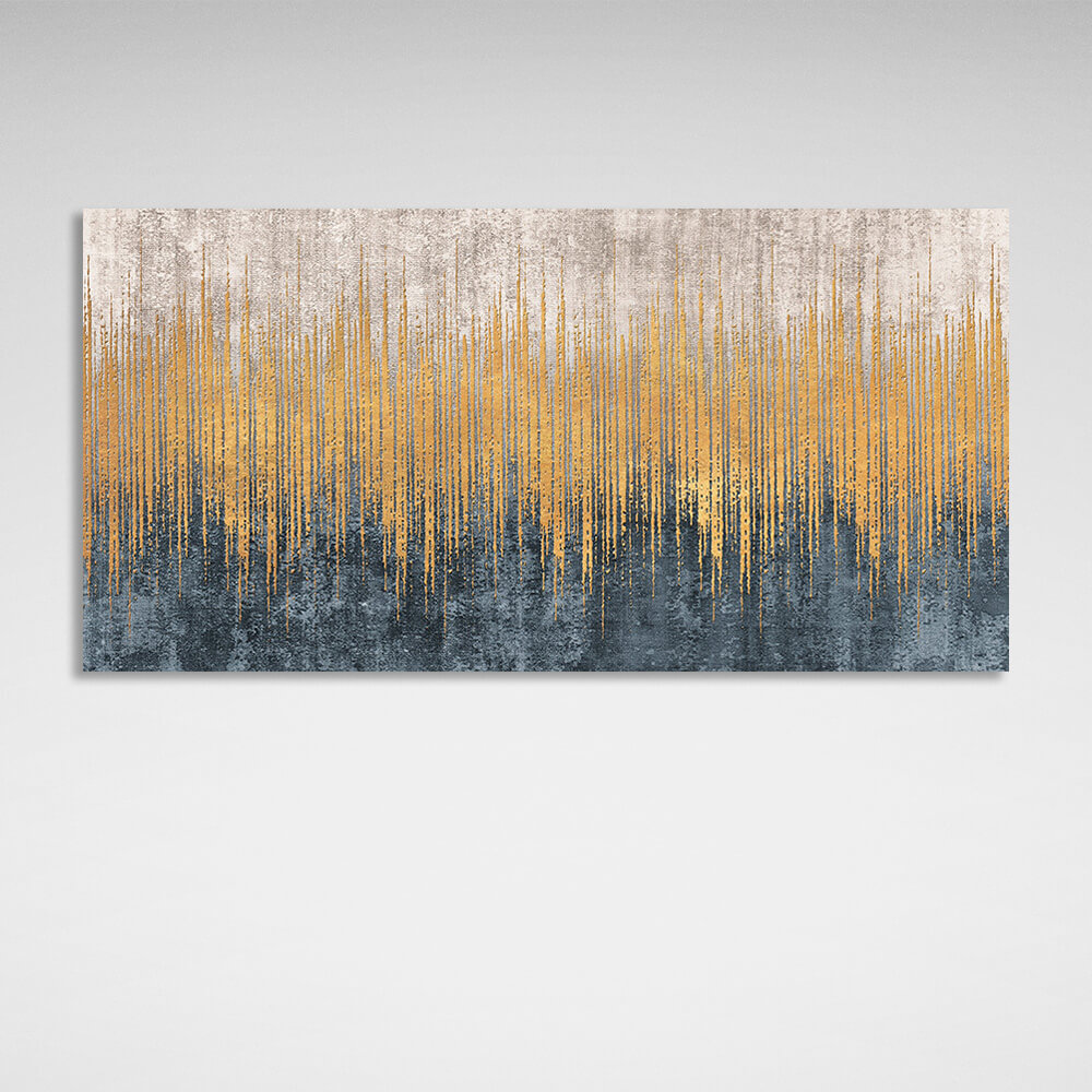 Lots of vertical gold lines on a white and gray background Abstraction Canvas Wall Art Print